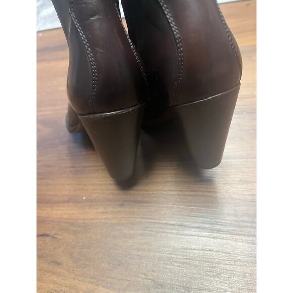 Frye Womens 7.5 Leather Dark Brown Ankle Boot Bootie Western 3475388-DBN - Picture 4 of 11